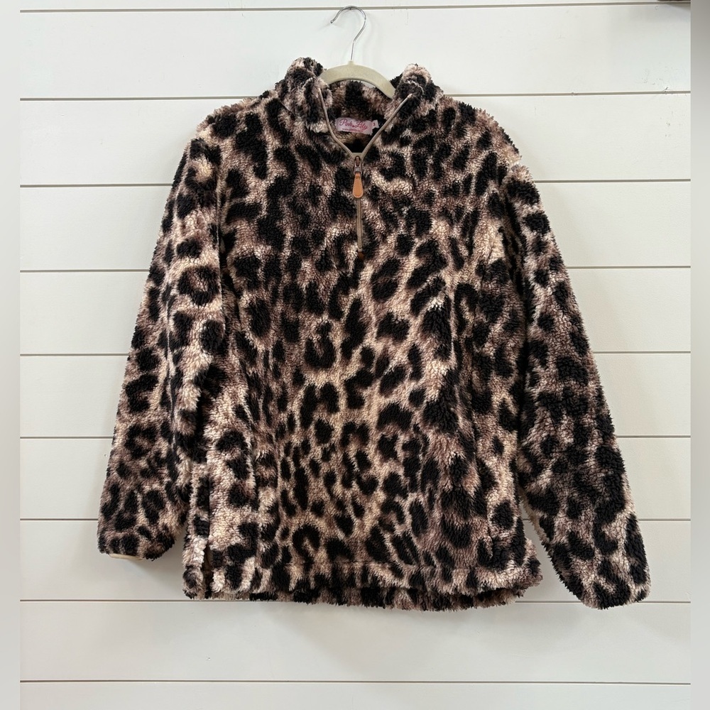 Pink Lily Leopard Faux Fur Half-Zip Pullover - Brown & Black